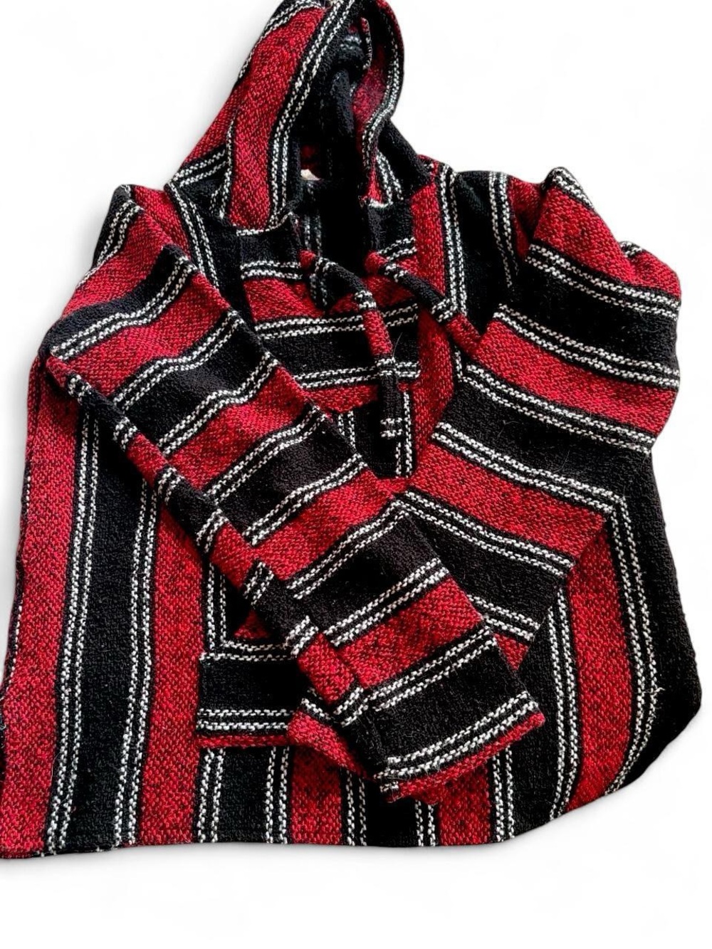 Echo Red and Black Striped Zip-Up Hooded Sweater